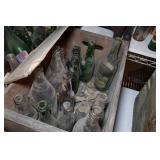 Antique Glass Pop Bottles and Crates