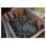Antique Glass Pop Bottles and Crates