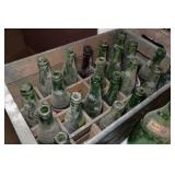 Antique Glass Pop Bottles and Crates
