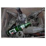 Antique Glass Pop Bottles and Crates
