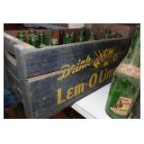 Antique Glass Pop Bottles and Crates