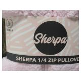 LARGE GIRLS LIGHT PINK SHERPA FLEECE 1/4 ZIP PULLOVER JACKET