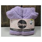 SMALL GIRLS LIGHT PURPLE SHERPA FLEECE 1/4 ZIP PULLOVER JACKE