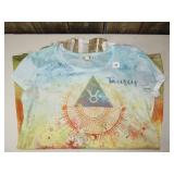 One World Live and Let Live - Top Size Small Teal Blue, Taurus Sign