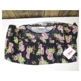 Bobbie Brooks Size 3X Sheer Yoke Floral Blk Top