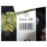 Bobbie Brooks Size 3X Sheer Yoke Floral Blk Top