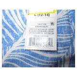 Shade & Shore Size Large (12-14) Blue Palm Leaf Tie Front LS Cover Up Swim Top