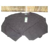 wild fable - black long sleeve see through crop top, size small