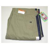 HOUSTON WHITE Adult Chino Wide Leg Side Stripe Pleated Pants - Covert Green, 40 x 30
