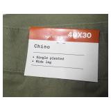 HOUSTON WHITE Adult Chino Wide Leg Side Stripe Pleated Pants - Covert Green, 40 x 30