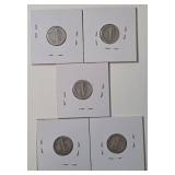 5 - Silver Mercury Dimes (1925,1925,1925S,1926,1926D)