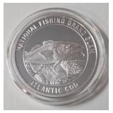 1 Oz. Silver Atlantic Cod - National Fishing Grand Slam - Round
