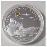 1 Oz. Silver - TUVALU 2017 Queen Elizabeth II - Remember Pearl Harbor 75th Anniversary Edition - December 7, 1941