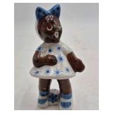 Vintage Ceramic Black Americana Figurine – Girl with Bow in Polka Dot Dress