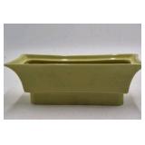 Vintage Jacquelin Ceramic Planter – Olive Green Glaze with Flared Rectangular Form