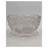 Vintage Clear Cut Glass Bowl – Pinwheel and Diamond Pattern