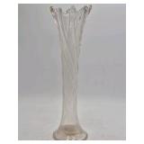 Vintage Clear Glass Swirl Vase – Crimped Rim Fluted Design