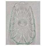 Vintage Clear Glass Dish – Scalloped Oval with Floral Pressed Pattern
