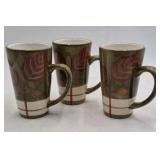 Pier 1 Imports Leaf Pattern Mugs – Set of 3 Tall
