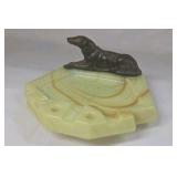 Vintage Onyx Ashtray – Bronze Figurine