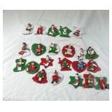 Vintage Wooden Christmas Ornaments – Painted Elves, Santa, Snowmen, and Shapes