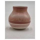 Vintage Sioux Pottery Vase – Geometric Triangle Gradient Eaglehawk Signed