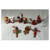 Vintage Miniature Christmas Ornaments – Mixed Set of Angels, Snowmen, Santa, and Reindeer