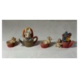 Miniature Bunny Teapot and Watering Can Figurines – Rabbit Family Set