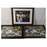 Framed Signed NFL Photos – Brent Celek Eagles 87 and Lawrence Tynes Giants Kick