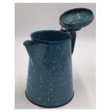 Vintage Blue Speckled Enamel Coffee Pot – Graniteware with Bail Lid