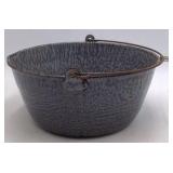 Vintage Gray Speckled Enamel Wash Basin – Graniteware with Bail Handle