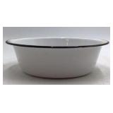Vintage White Enamel Wash Basin – Graniteware with Black Rim Trim
