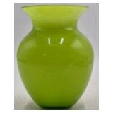 Vintage Vaseline Glass Vase – Bright Lime Green with Wide Flared Rim