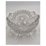 Vintage Clear Cut Glass Bowl – Pinwheel and Diamond Pattern
