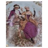 Vintage Porcelain Plate – Iridescent Glaze with Rococo Couple Scene Daniels Japan
