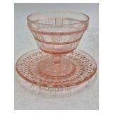 Vintage Pink Depression Glass Sherbet and Tumbler Set – Ribbed Pattern