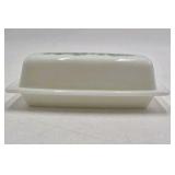 Vintage Pyrex Butter Dish – Green Floral Daisy Pattern