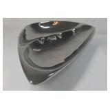 Vintage Chrome ceramic Ashtray – Teardrop Shape Triple Grooves