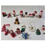 Vintage Miniature Christmas Ornaments – Mixed Set of Santa, Snowmen, Angels, and Toys