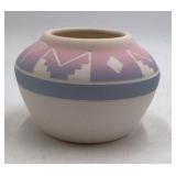 Vintage Sioux Pottery Vase – Pink Purple Gradient Geometric Mountains