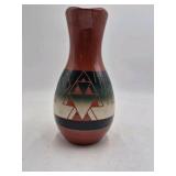 Vintage Sioux Pottery Pitcher – Geometric Triangle Pattern Signed Eaglehawk