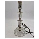 Pair of Vintage Cut Crystal Boudoir Lamps – Scalloped Bases with Prisms