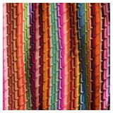 Vintage Crocheted Striped Afghan – Rainbow Zigzag Pattern with Fringe