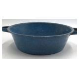 Vintage Blue Speckled Enamel Wash Basin – Graniteware with Side Handles