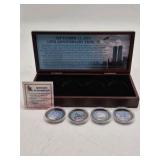 The Matthew Mint 9/11 10th Anniversary Tribute Set – 4 Colorized Coins in Display Box