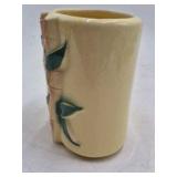 Vintage Ceramic Bamboo Motif Planter – Relief Design with Green Leaves