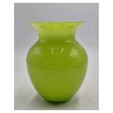 Vintage Vaseline Glass Vase – Bright Lime Green with Wide Flared Rim