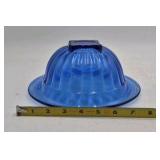 Vintage Blue Glass Bowl – Ribbed Fluted Design