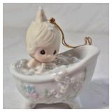 1987 Precious Moments He Cleansed My Soul Ornament – Enesco Porcelain Bathtub Design