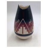 Vintage Sioux Pottery Vase – Native American Headdress Bison Motif
